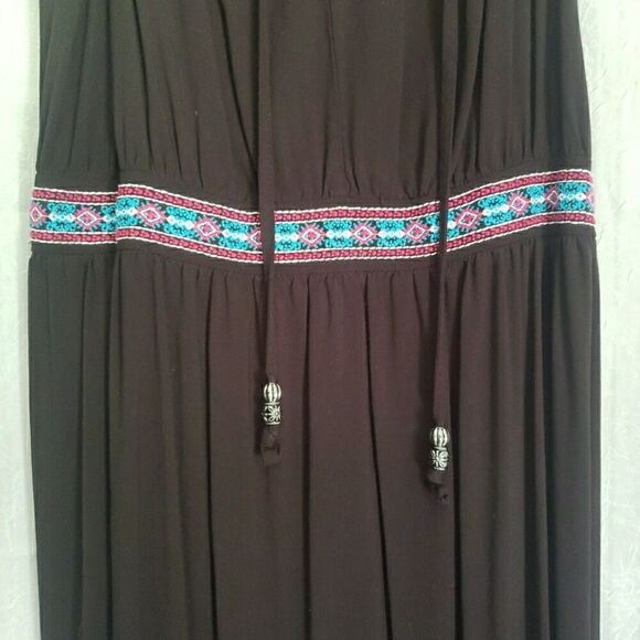 Faded Glory Maxi Tank Dress Black Long Sleeveless Boho Simple Womens Size M 8-10 - Picture 6 of 11